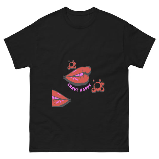 Red Double Lips Black T-shirt